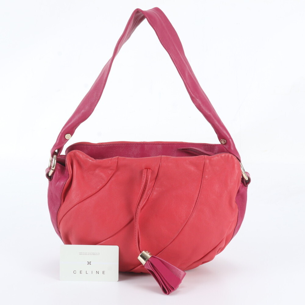 Celine Tassel Leather Shoulder Bag, One-Shoulder Tote Handbag, Gold Hardware,...